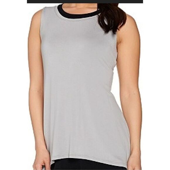 LOGO Layers Lori Goldstein 3X Straight Hem Slim Knit Tank Top Silver gray NWT - Picture 1 of 5